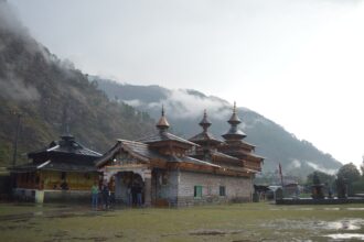 "Mahasu Devta Temple in Hanol dedicated to Char Bhai Mahasu Devta, showcasing ancient wooden Himalayan architecture."