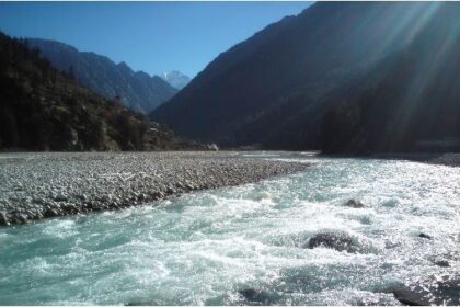 River Ganga in Uttarakhand flowing from the Himalayas near Gangotri