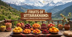 Famous fruits of Uttarakhand including apples, Malta, Kafal and other local Himalayan fruits