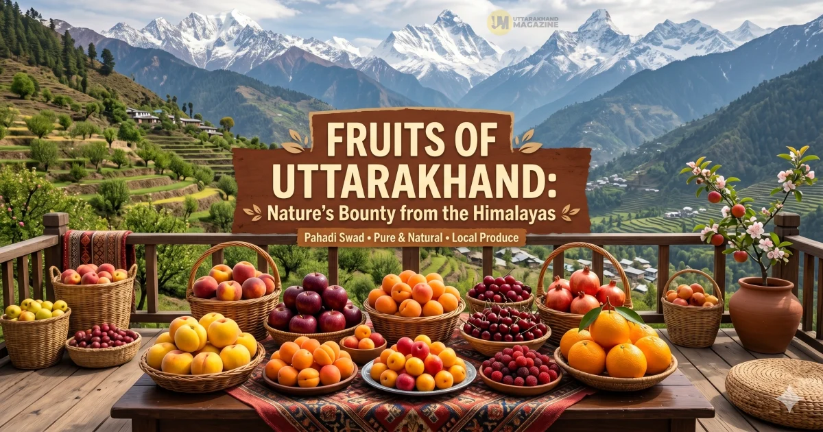 Famous fruits of Uttarakhand including apples, Malta, Kafal and other local Himalayan fruits